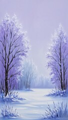 painting of a Pale lavender icy blue create soft winter scenes frosty stillness