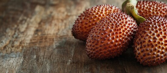 Poster - Salak or snake fruit on a wooden surface. with copy space image. Place for adding text or design