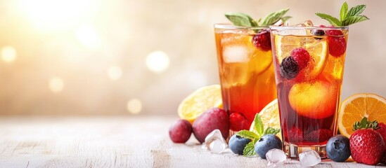 Poster - refreshing beverages tasty fruit tea. with copy space image. place for adding text or design