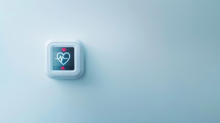 Poster - A clean, minimalist depiction of a digital health monitoring device displaying vital signs, set against a sleek