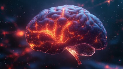 Poster - Futuristic abstract brain design illuminated with glowing neural connections