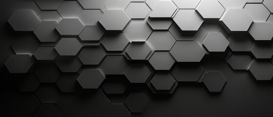 Poster - Exploring the depths of geometry a digital mesh of hexagonal lines in monochrome