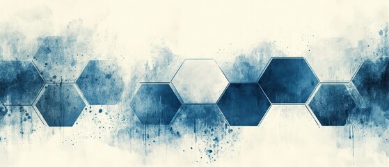 Poster - Innovative artistic representation of geometric shapes with a focus on hexagonal patterns and textures
