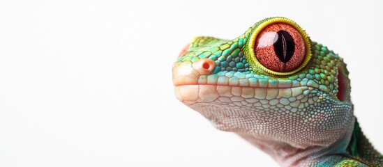 Poster - Close up of a gecko lizard against an isolated white background. with copy space image. Place for adding text or design