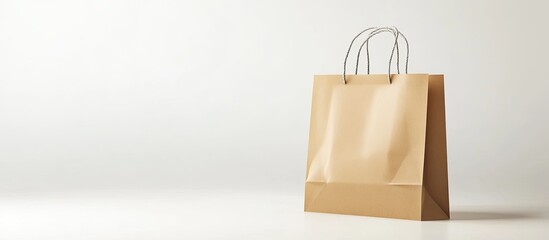 Poster - Empty brown paper bag isolated against a white background. with copy space image. Place for adding text or design