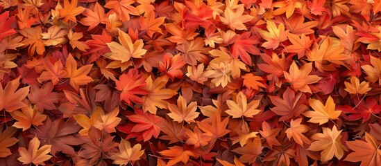 Leinwandbilder - Maple leaves that have fallen in autumn. with copy space image. Place for adding text or design