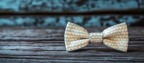 Poster - Happy Father s Day A special bow tie rests on a wooden table leaving empty copyspace for a message or other items This represents a Father s Day idea symbol or concept for the holiday complete with