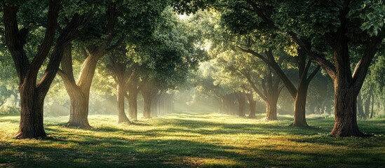 Leinwandbilder - Trees within the park. with copy space image. Place for adding text or design