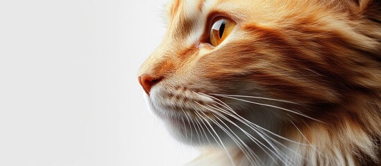 Poster - close up portrait of a fluffy ginger cat with copy space