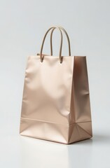 Elegant gold shopping bag on minimalist background