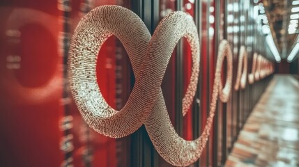 Poster - Abstract visualization of BIG DATA flow in a network, with bright data streams converging at a central, glowing server hub, symbolizing secure, efficient storage of massive information.