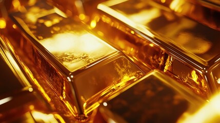 Aufkleber - A close-up of a gold bar, glistening with a luxurious luster, against a clean, modern background.