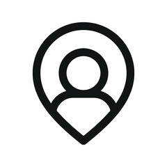 Poster - User location UI icon, person map marker simple line user interface vector symbol