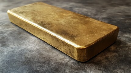 Aufkleber - Lustrous gold bar in focus, with light reflecting on its polished surface, epitomizing wealth and opulence.