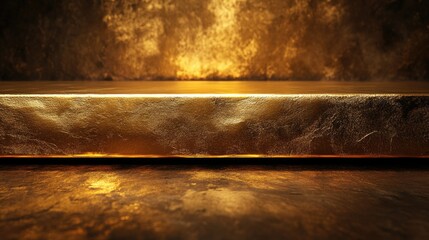 Aufkleber - Polished gold bar reflecting light, highlighting its luxurious texture and rich, golden color.