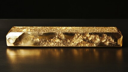 Aufkleber - Polished gold bar reflecting light, highlighting its luxurious texture and rich, golden color.