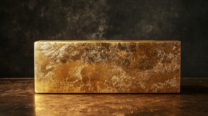 Aufkleber - Polished gold bar reflecting light, highlighting its luxurious texture and rich, golden color.