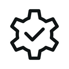 Aufkleber - Cogwheel check UI icon, gear with check simple line user interface vector symbol