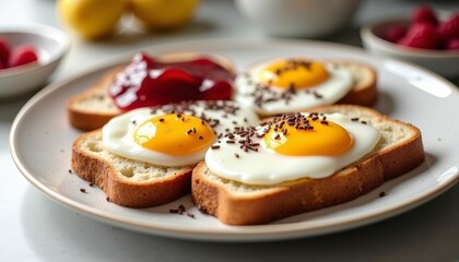 Sticker -  Delicious breakfast spread with eggs and toast