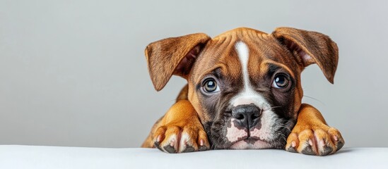 Poster - Charming and delightful puppy portrait Photo captured in a studio with a white backdrop Copyspace
