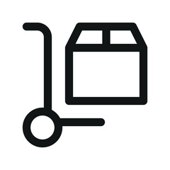 Poster - Box trolley UI icon, warehouse trolley simple line user interface vector symbol