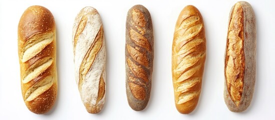 Poster - Bread set against a white background. with copy space image. Place for adding text or design