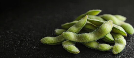 Aufkleber - Edamame green soybeans on a black background. with copy space image. Place for adding text or design