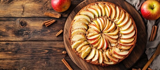 Aufkleber - Delicious homemade apple cake with cinnamon Copy space