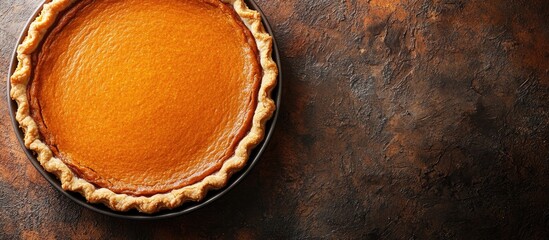Aufkleber - Traditional American Pumpkin Pie for Thanksgiving Day Top view copyspace Concept of homemade baking for the holiday