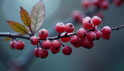 Canvas Print -  Vibrant red berries on a branch ready for harvest