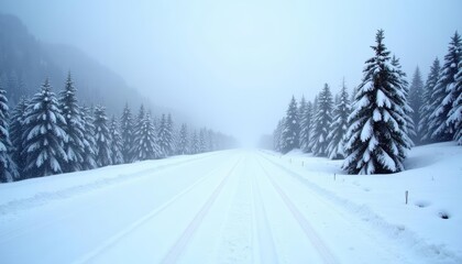 Sticker -  Snowy road through a winter wonderland