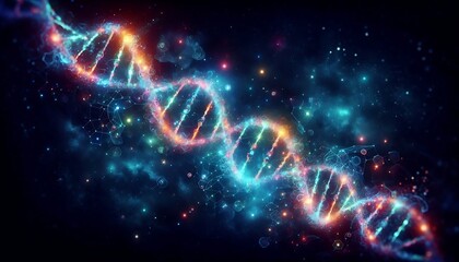 Poster - A vibrant DNA molecule, symbolizing genetic research and biotechnology advancements. Perfect for scientific themes