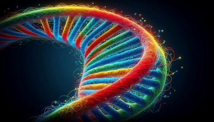Leinwandbilder - A vibrant DNA molecule, symbolizing genetic research and biotechnology advancements. Perfect for scientific themes