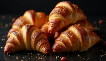 Canvas Print -  Deliciously flaky croissants ready to be savored