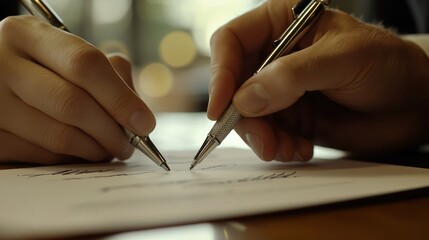 Wall Mural - a close-up of a contract being signed between a business and a client, emphasizing the importance of