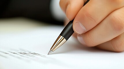 Wall Mural - a close-up of a new client signing a contract, emphasizing the beginning of a fruitful partnership