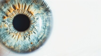 Aufkleber - A delicate image of a human eye with a reflection of a medical scan, set against a clean, white background