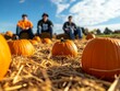 © Sukifli.D - Friends relaxing among pumpkins on a sunny autumn day