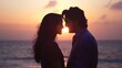 © Samady - A loving Indian couple enjoying a romantic sunset on a beach, capturing their affection and togetherness