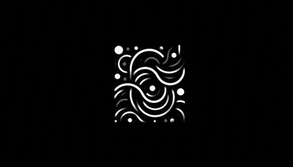 Leinwandbilder - Monochrome abstract design with swirling patterns and circles on a black background