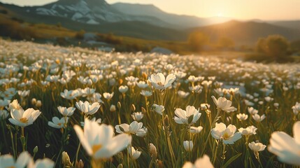 Poster - The hills are full of freesia, sunshine, warm atmosphere.