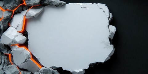 Poster - Futuristic Digital Border with Cracked Concrete and Glowing Lines