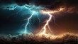 © Reazy Studio - Thunder light Brown and turquoise smoke cloud Realistic lightning glowing