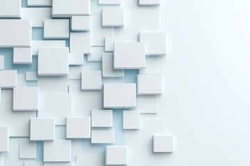 Poster - A minimalist design with white rectangles layered creatively against a light backdrop, symbolizing simplicity and order in an abstract artistic arrangement.