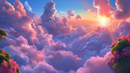 Poster - A scene from above the clouds at sunse