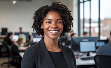 Empowering professionalism a confident woman in a modern office environment