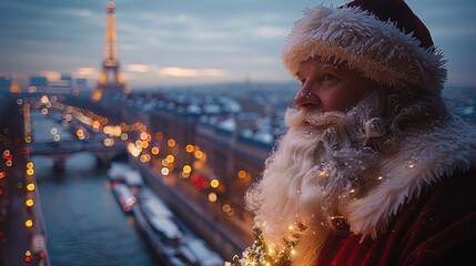 Poster - Santa Claus and City landmarks
