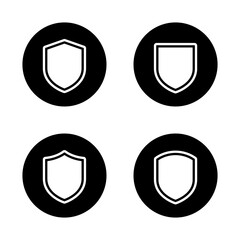 Fototapete - Shield guard, protection icon set collection on black circle. Defense, security sign symbol