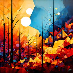 Wall Mural - abstract geometric background with autmn