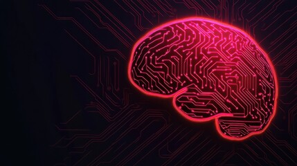 Poster - Artistic Brain Rendering with Circuits and Glow Effect